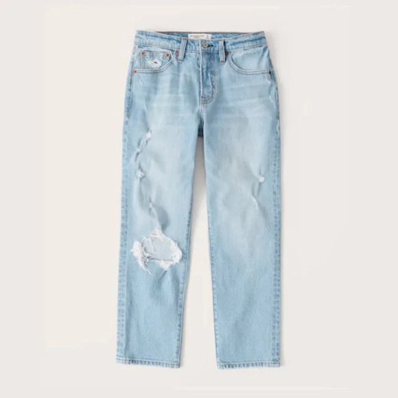 Abercrombie & Fitch The Boyfriend Mid-Rise Jeans Light Ripped Wash Size 31 - Picture 1 of 4